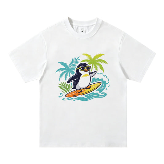 Auldweave Women's Surf Penguin Graphic Crew Neck Tee