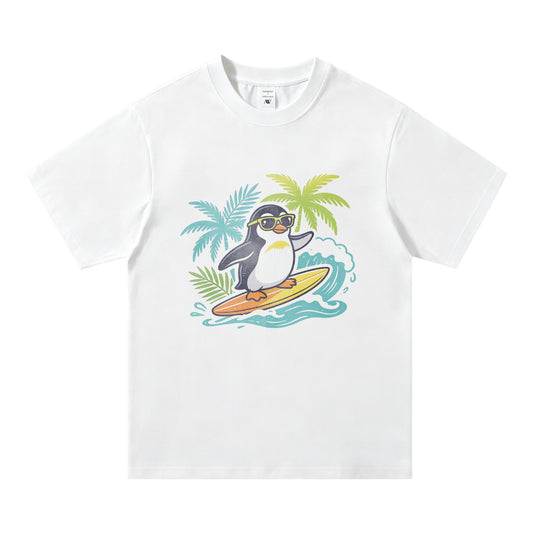 Women's Surf Penguin Graphic Crew Neck Tee
