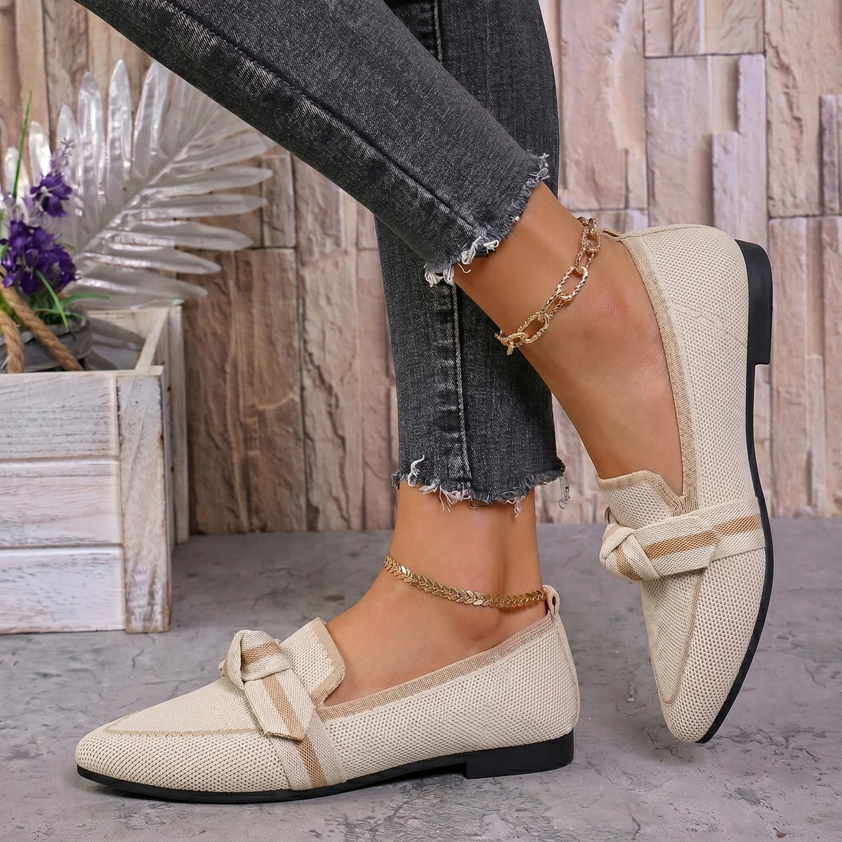 Women's ballet flats shown on foot