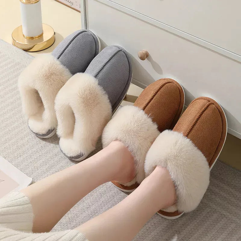 Faux fur slipper colour selection with a worn styling view