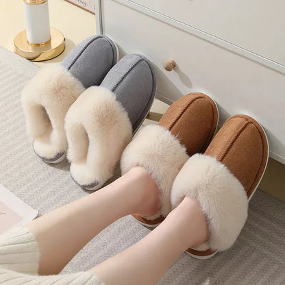 Faux fur slipper colour selection with a worn styling view