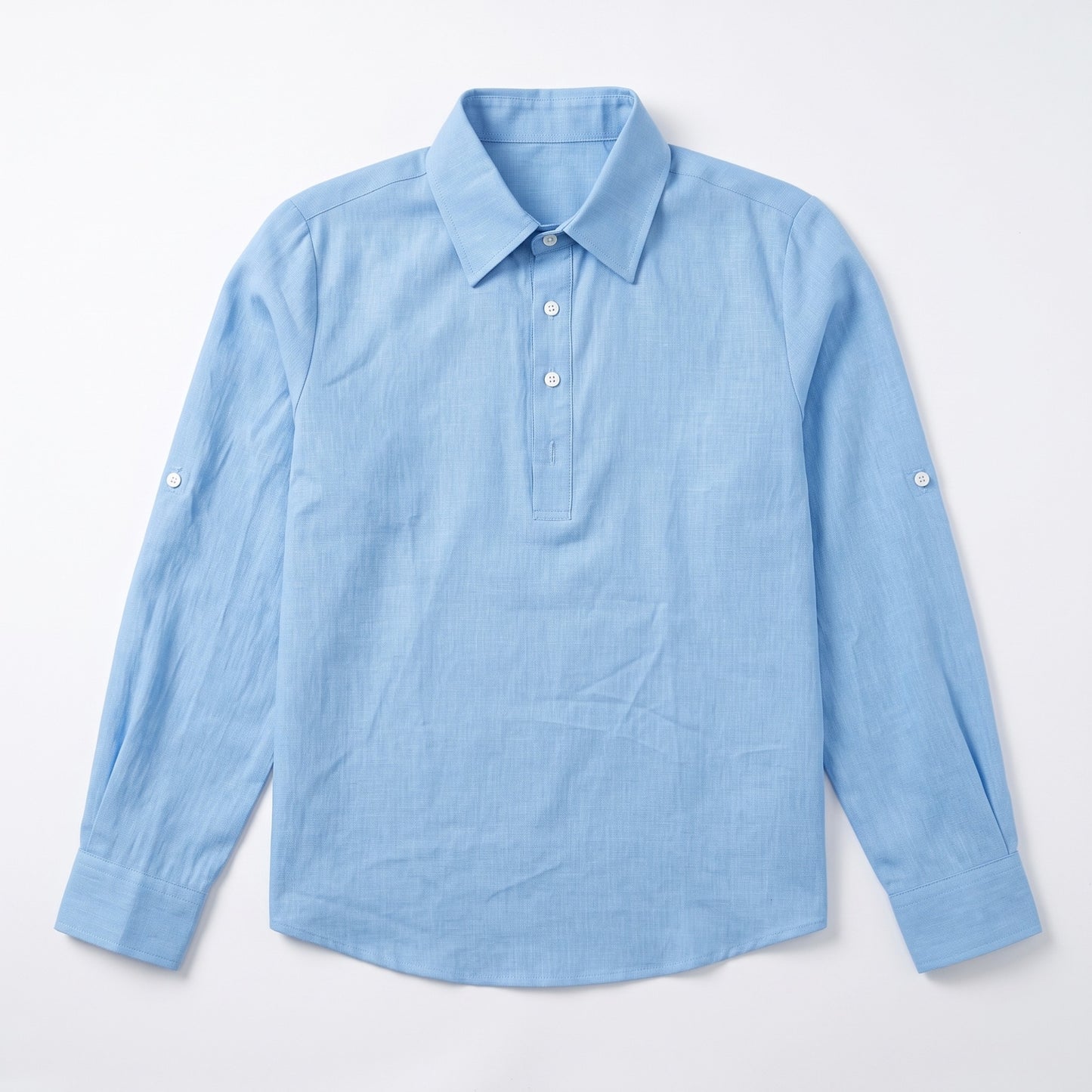 Auldweave Men's Polo Shirt Casual Linen Look Grandad Henley Breathable