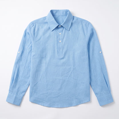 Auldweave Men's Polo Shirt Casual Linen Look Grandad Henley Breathable