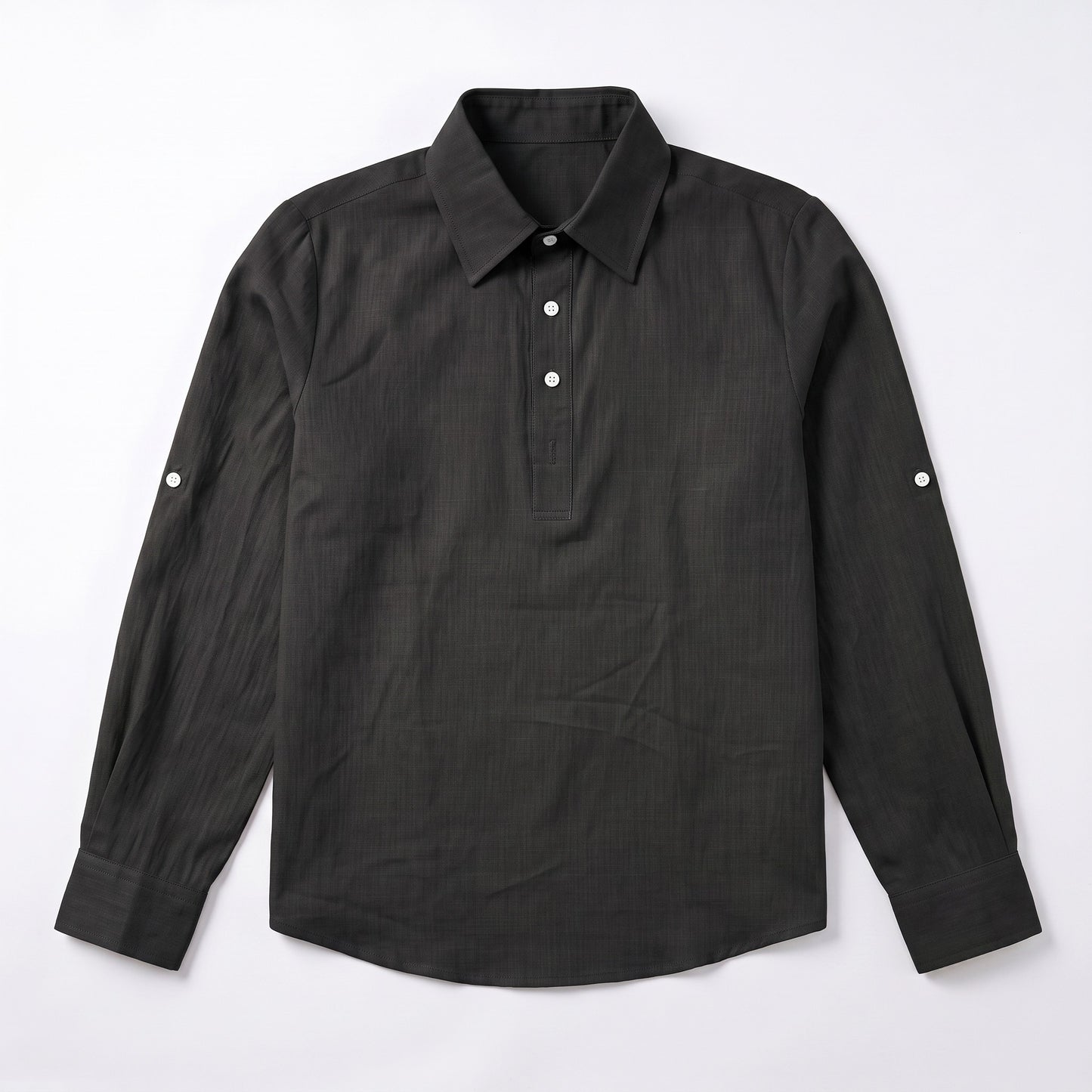 Auldweave Men's Polo Shirt Casual Linen Look Grandad Henley Breathable