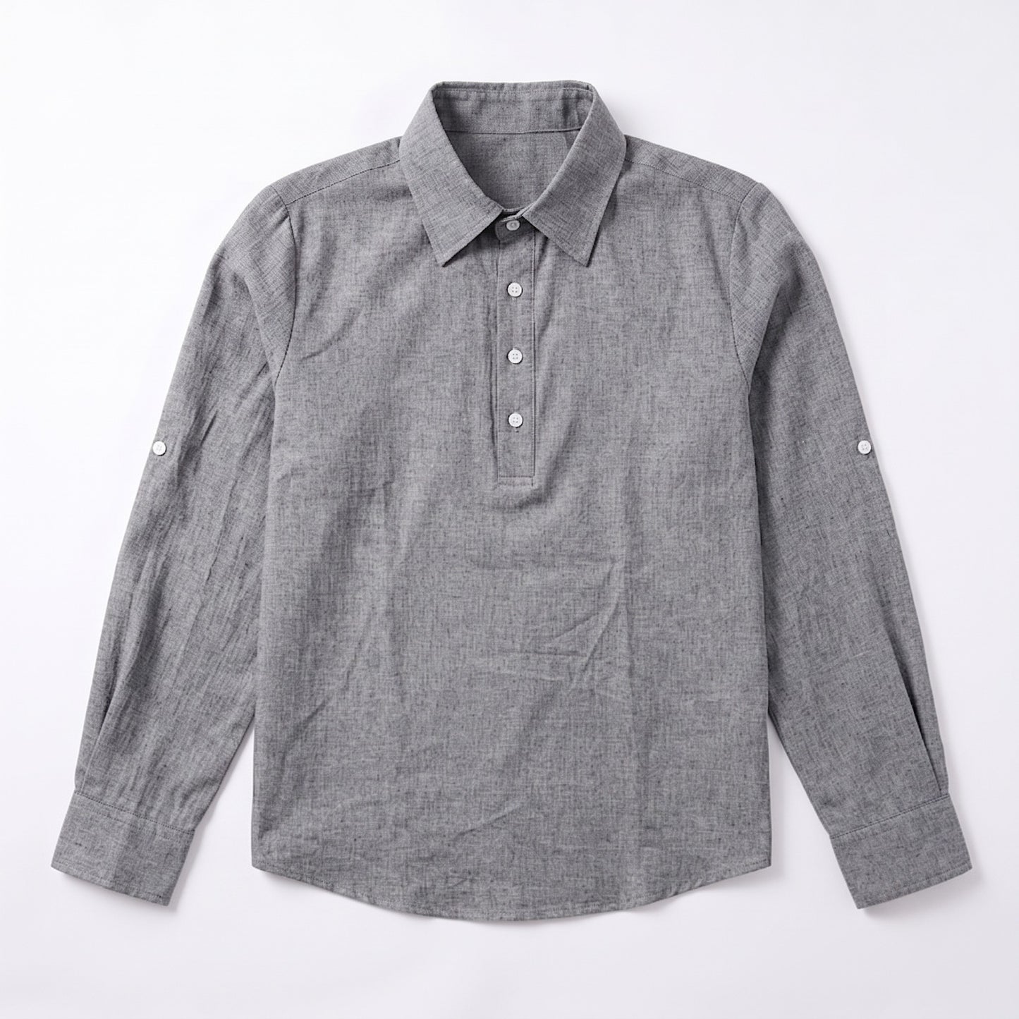 Auldweave Men's Polo Shirt Casual Linen Look Grandad Henley Breathable