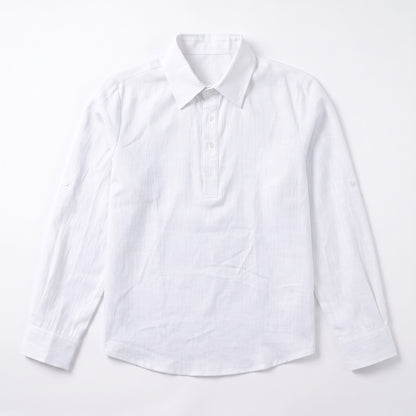 Auldweave Men's Polo Shirt Casual Linen Look Grandad Henley Breathable