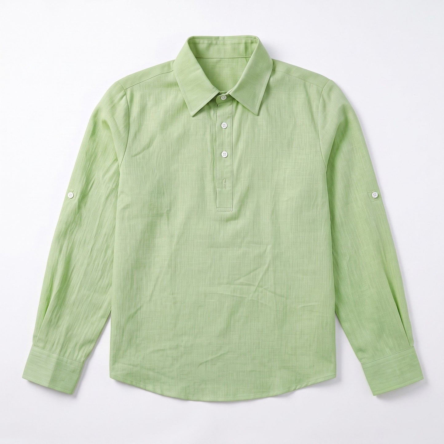 Auldweave Men's Polo Shirt Casual Linen Look Grandad Henley Breathable