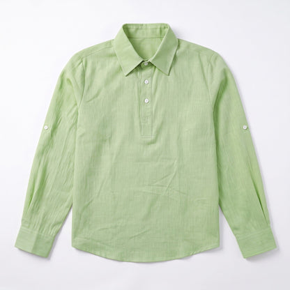 Auldweave Men's Polo Shirt Casual Linen Look Grandad Henley Breathable