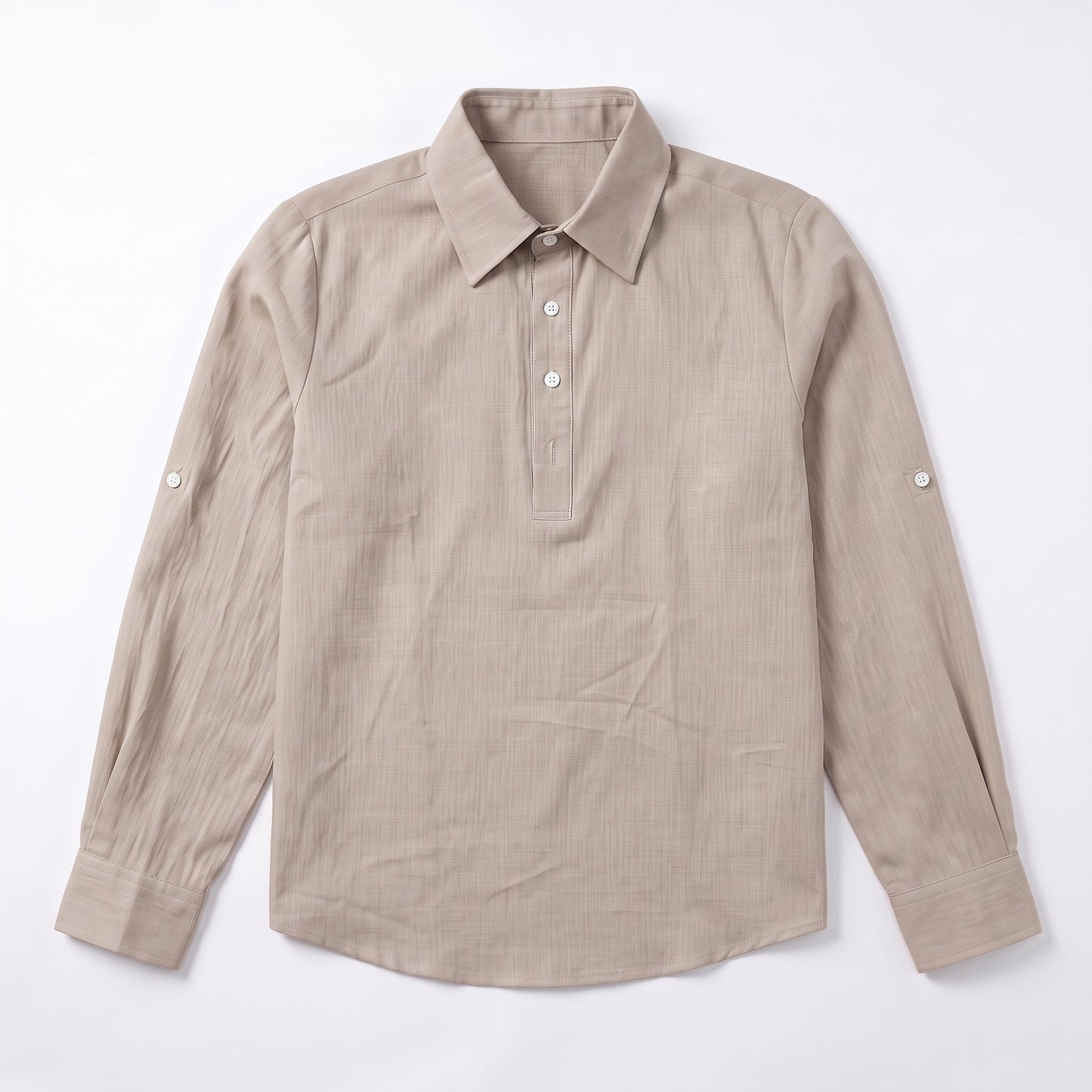 Auldweave Men's Polo Shirt Casual Linen Look Grandad Henley Breathable