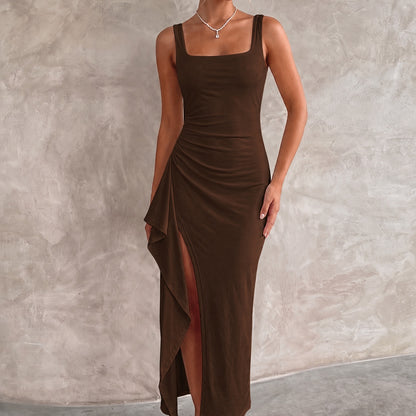 Women's Elegant Maxi Dress Bodycon Open Back Evening Party Leg Split