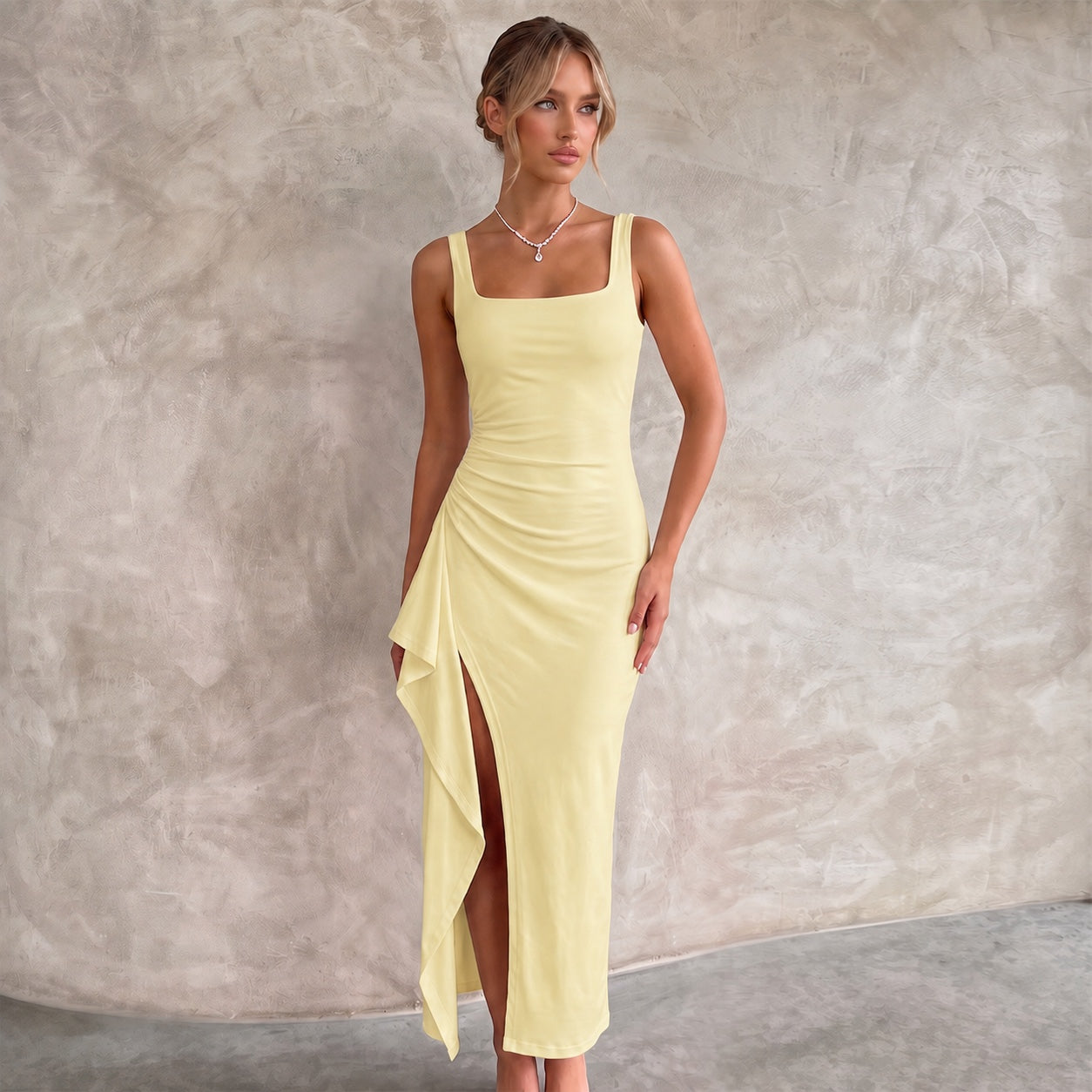 Women's Elegant Maxi Dress Bodycon Open Back Evening Party Leg Split