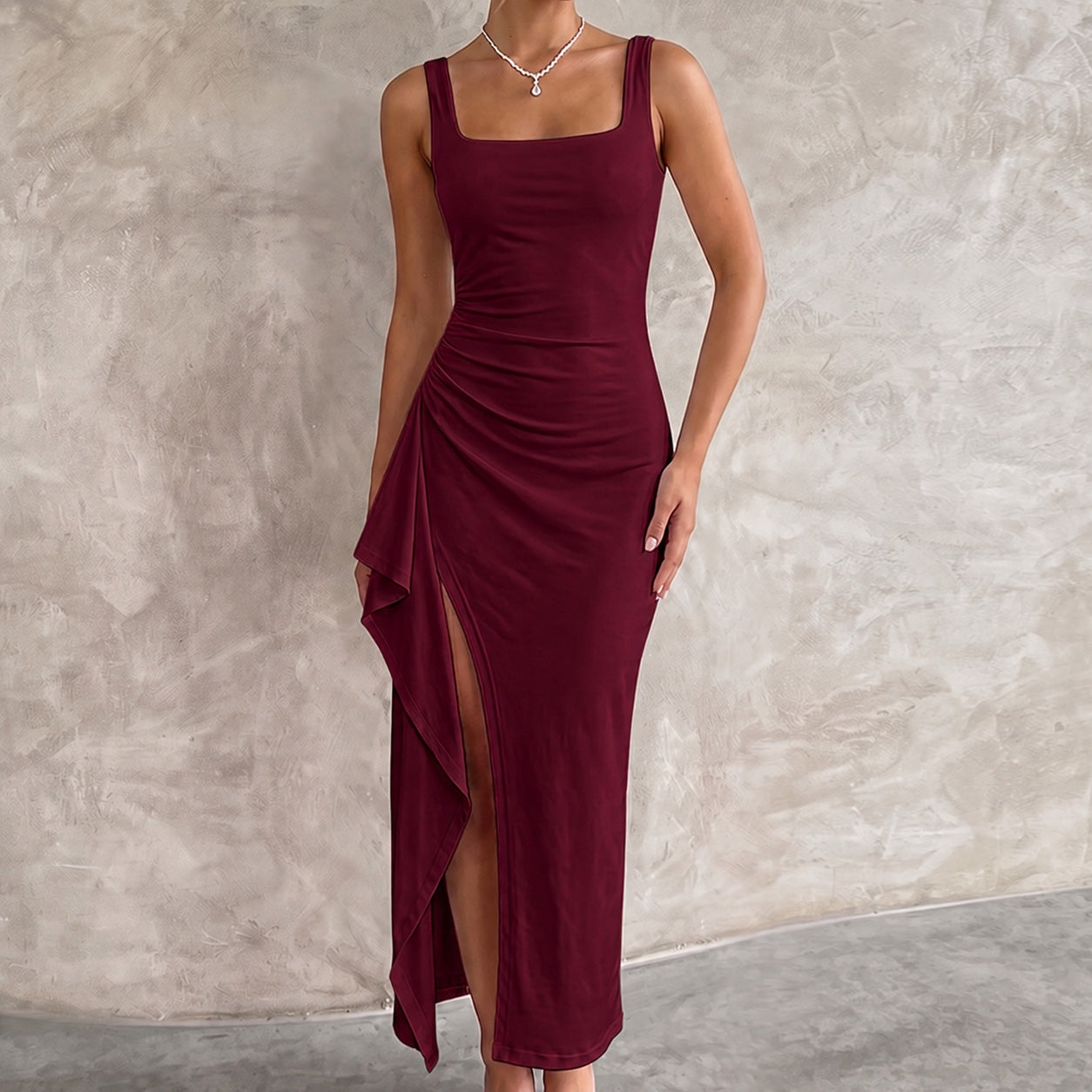 Women's Elegant Maxi Dress Bodycon Open Back Evening Party Leg Split