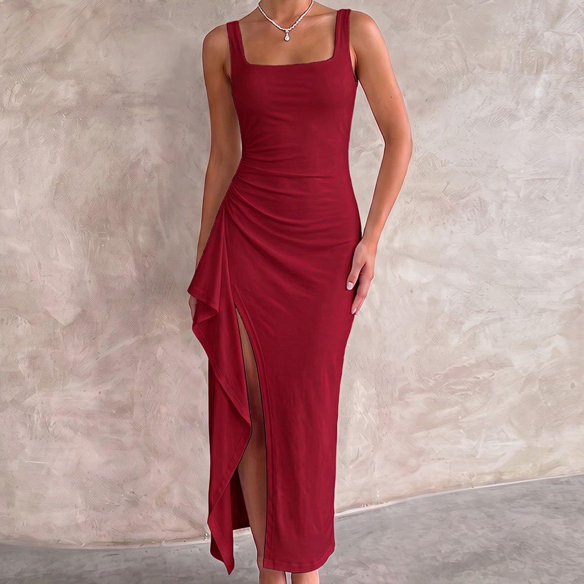 Women's Elegant Maxi Dress Bodycon Open Back Evening Party Leg Split