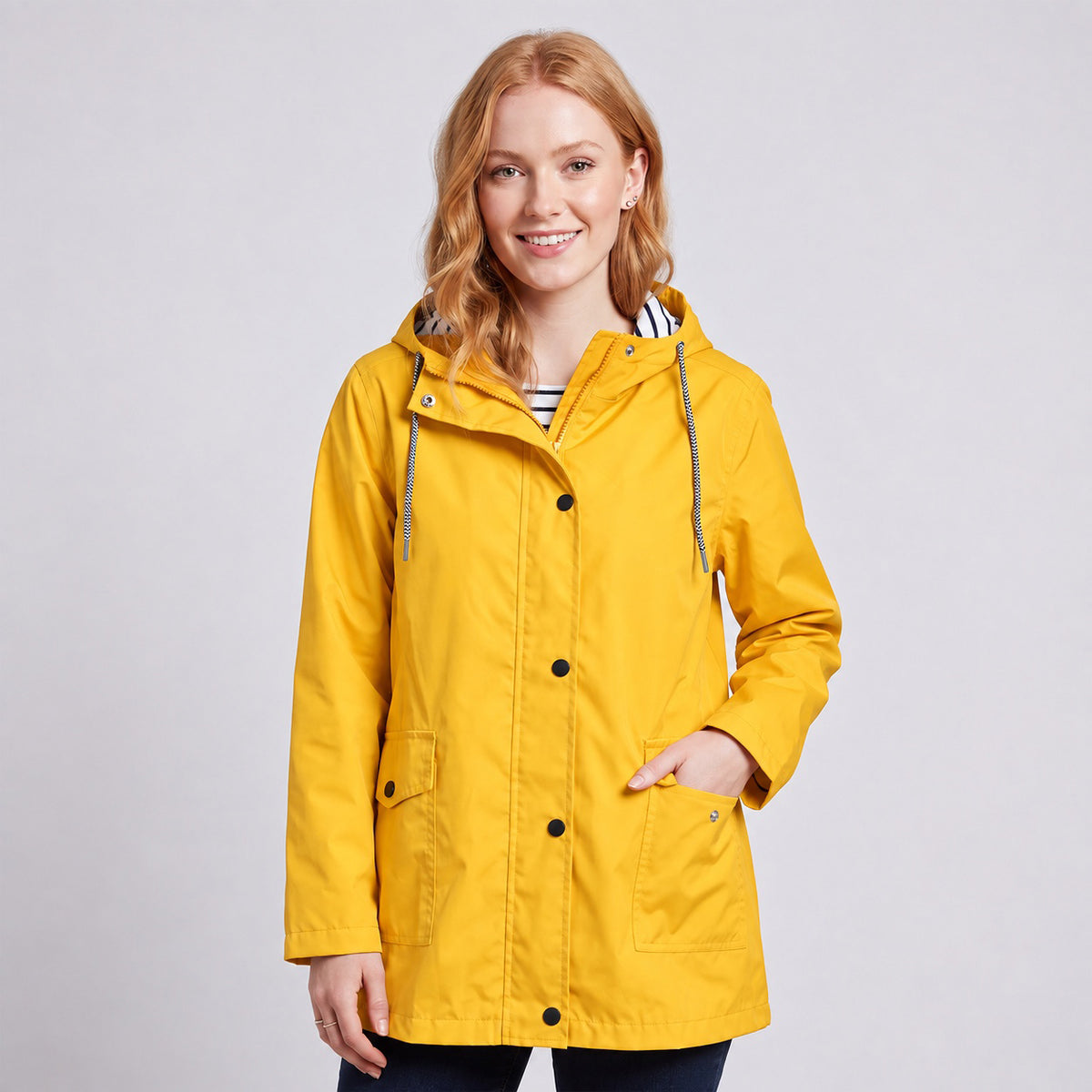 Women's Full-Zip Waterproof Windproof Hooded Raincoat With Pockets