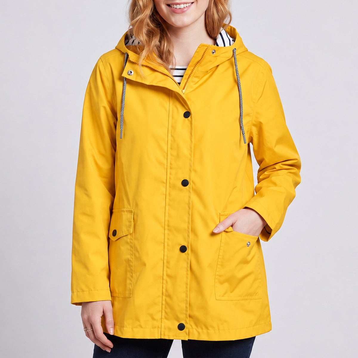 Women's Full-Zip Waterproof Windproof Hooded Raincoat With Pockets