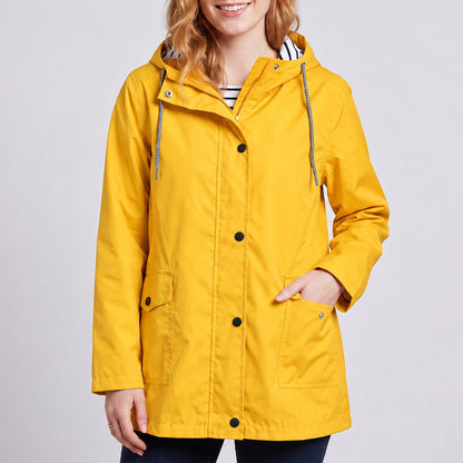 Women's Full-Zip Waterproof Windproof Hooded Raincoat With Pockets