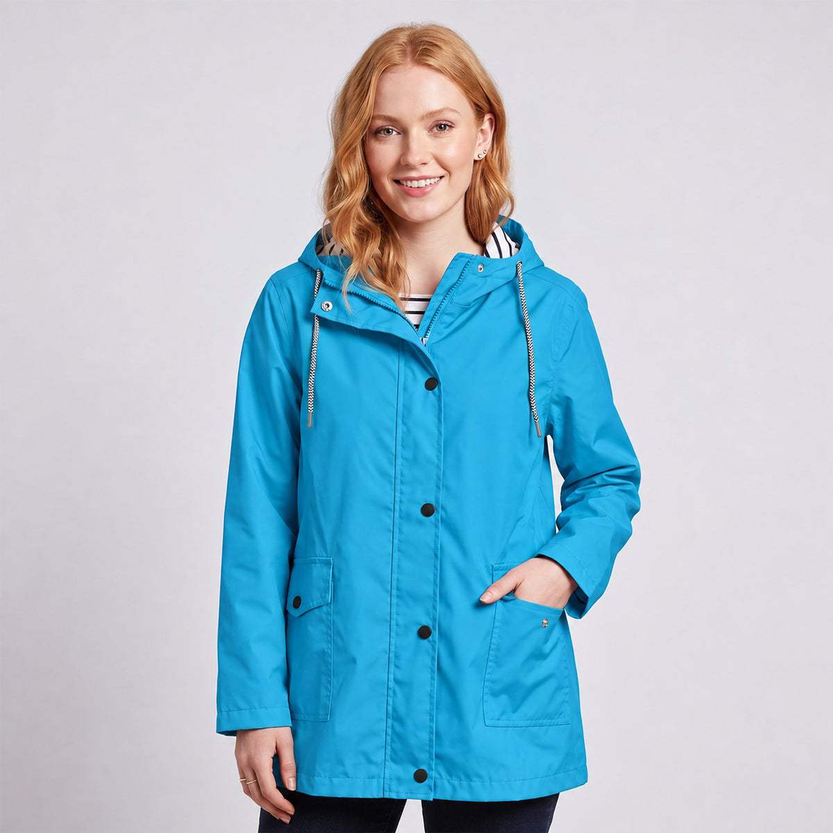 Women's Full-Zip Waterproof Windproof Hooded Raincoat With Pockets