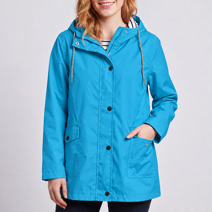 Women's Full-Zip Waterproof Windproof Hooded Raincoat With Pockets
