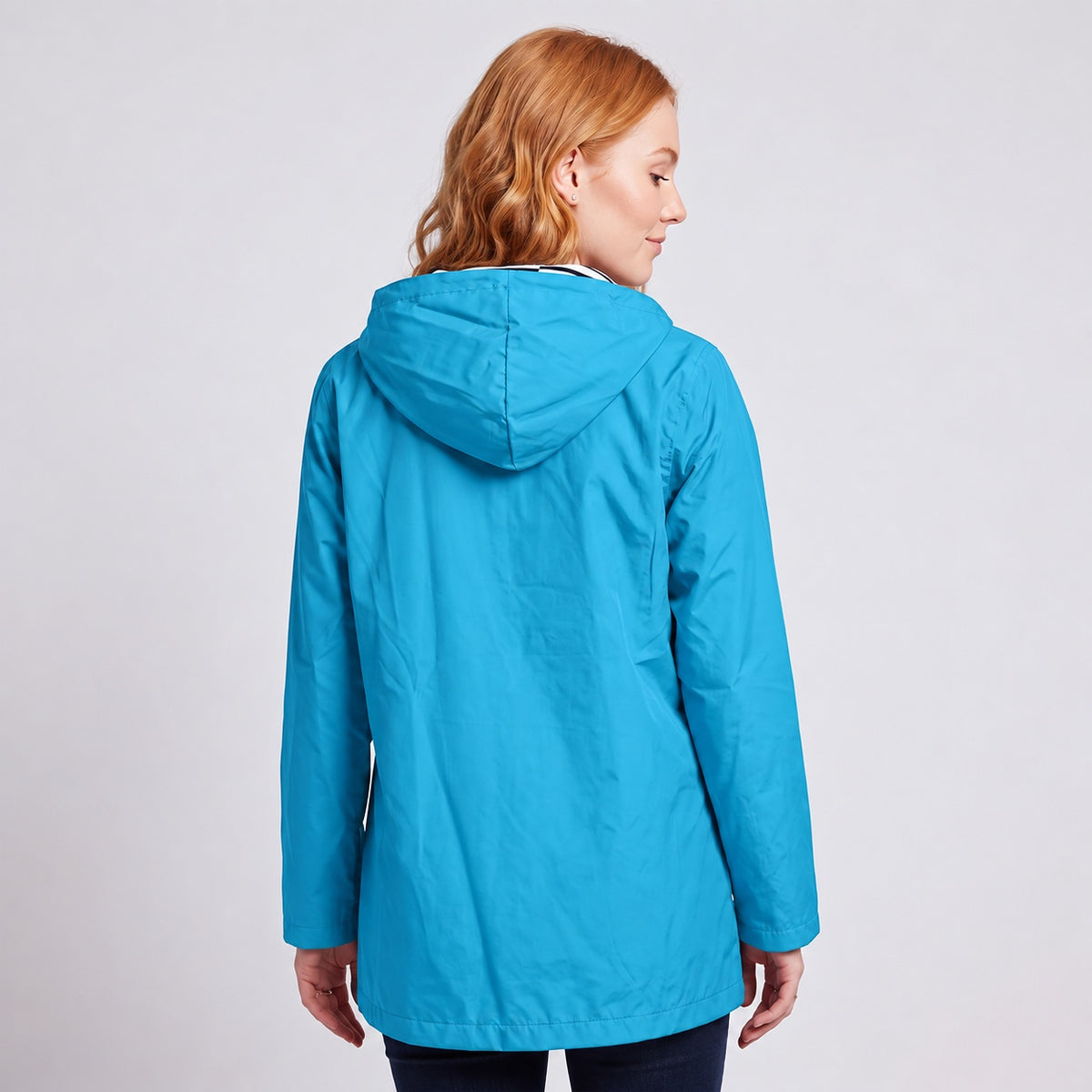 Women's Full-Zip Waterproof Windproof Hooded Raincoat With Pockets