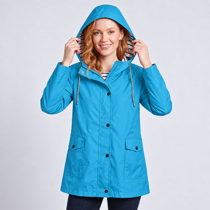 Women's Full-Zip Waterproof Windproof Hooded Raincoat With Pockets