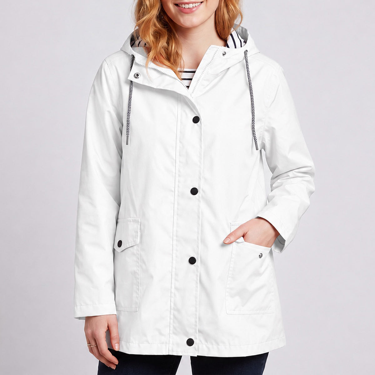 Women's Full-Zip Waterproof Windproof Hooded Raincoat With Pockets