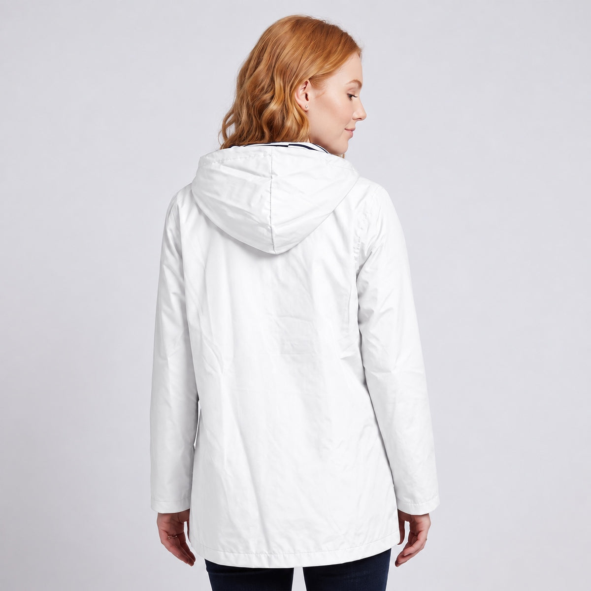 Women's Full-Zip Waterproof Windproof Hooded Raincoat With Pockets
