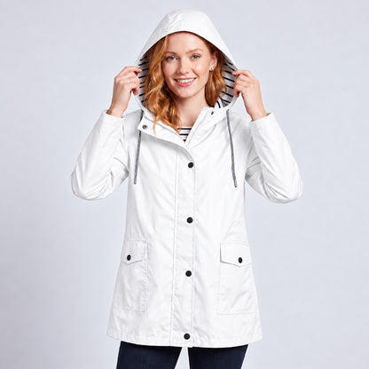 Women's Full-Zip Waterproof Windproof Hooded Raincoat With Pockets