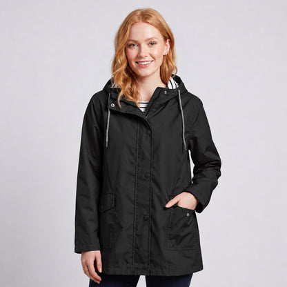 Women's Full-Zip Waterproof Windproof Hooded Raincoat With Pockets