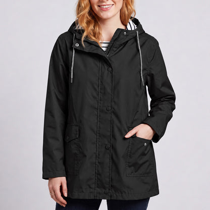 Women's Full-Zip Waterproof Windproof Hooded Raincoat With Pockets