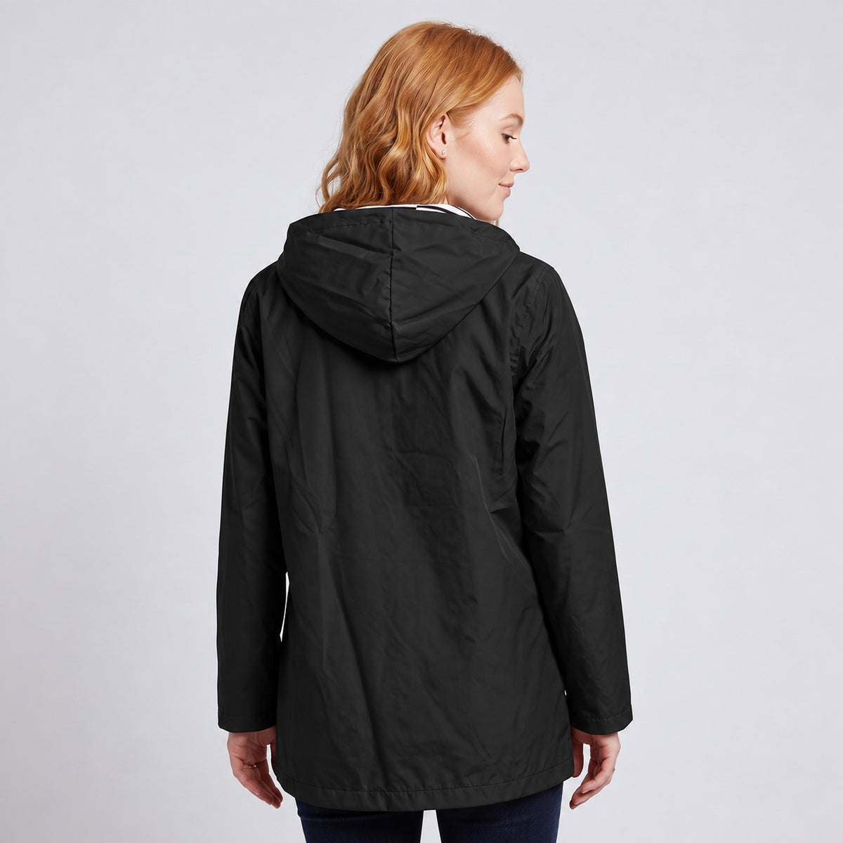 Women's Full-Zip Waterproof Windproof Hooded Raincoat With Pockets