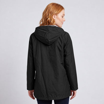 Women's Full-Zip Waterproof Windproof Hooded Raincoat With Pockets