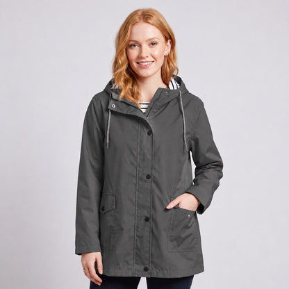 Women's Full-Zip Waterproof Windproof Hooded Raincoat With Pockets