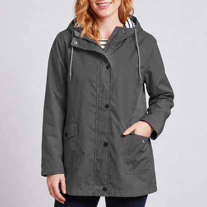 Women's Full-Zip Waterproof Windproof Hooded Raincoat With Pockets