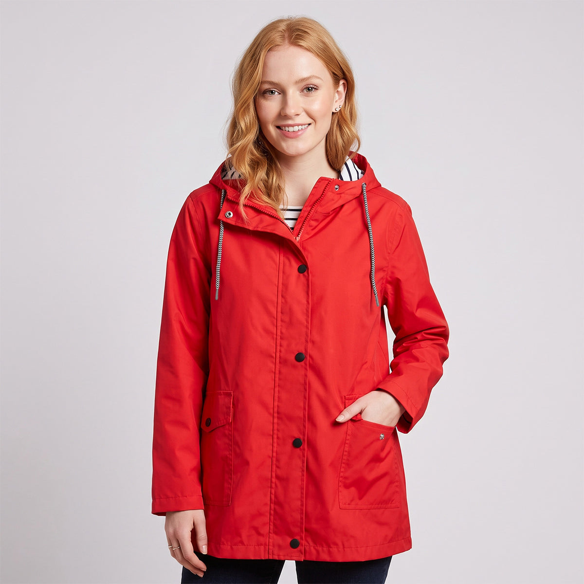 Women's Full-Zip Waterproof Windproof Hooded Raincoat With Pockets