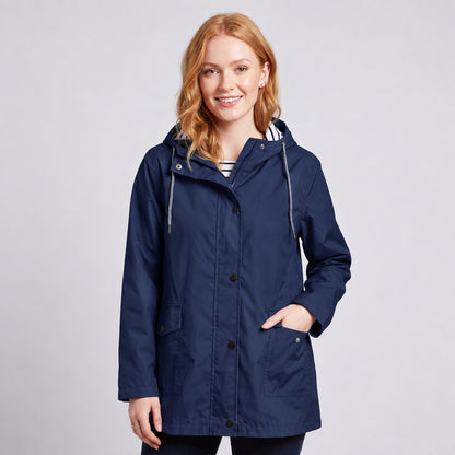 Women's Full-Zip Waterproof Windproof Hooded Raincoat With Pockets