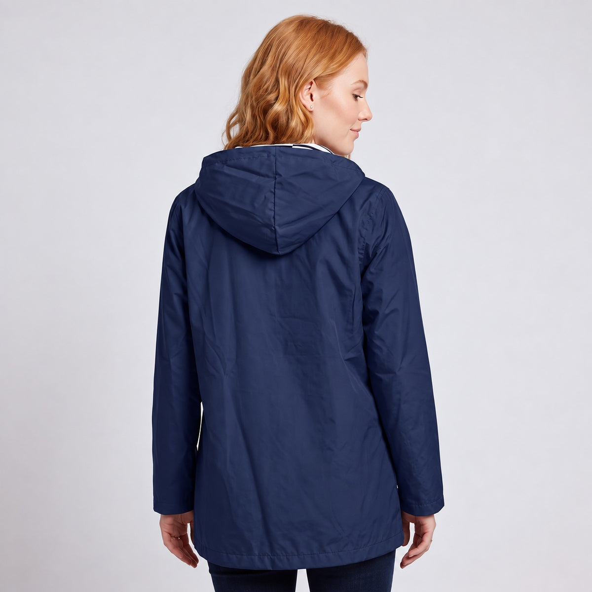 Women's Full-Zip Waterproof Windproof Hooded Raincoat With Pockets