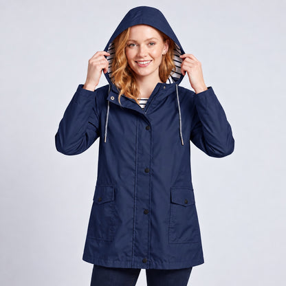 Women's Full-Zip Waterproof Windproof Hooded Raincoat With Pockets