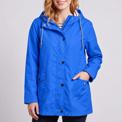 Women's Full-Zip Waterproof Windproof Hooded Raincoat With Pockets
