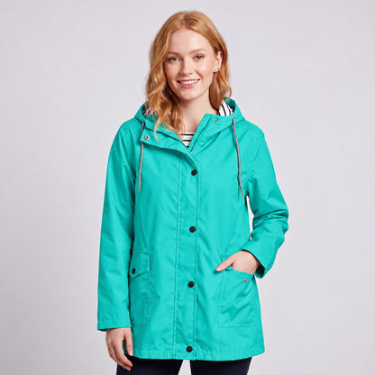 Women's Full-Zip Waterproof Windproof Hooded Raincoat With Pockets