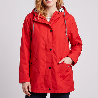 Women's Full-Zip Waterproof Windproof Hooded Raincoat With Pockets