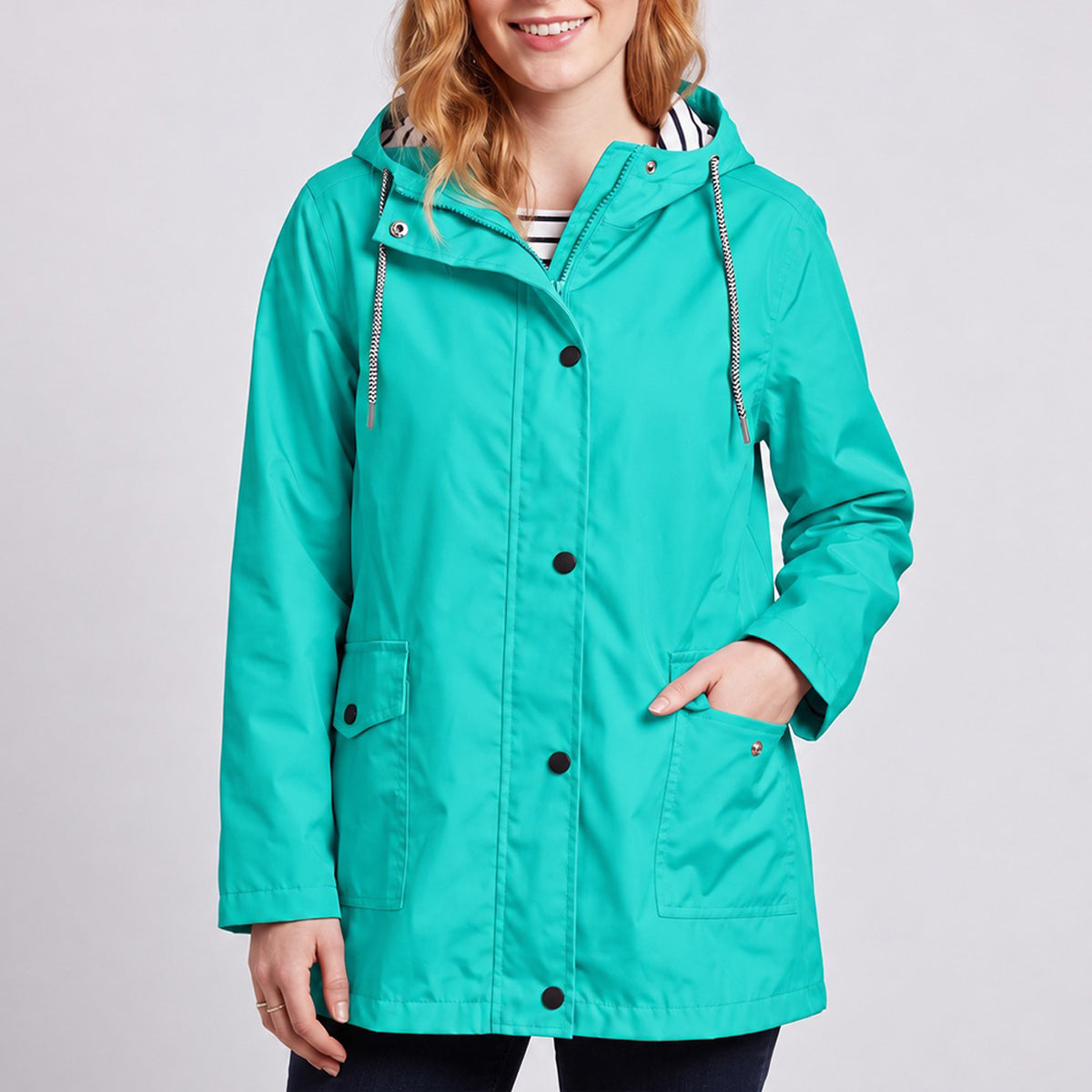 Women's Full-Zip Waterproof Windproof Hooded Raincoat With Pockets