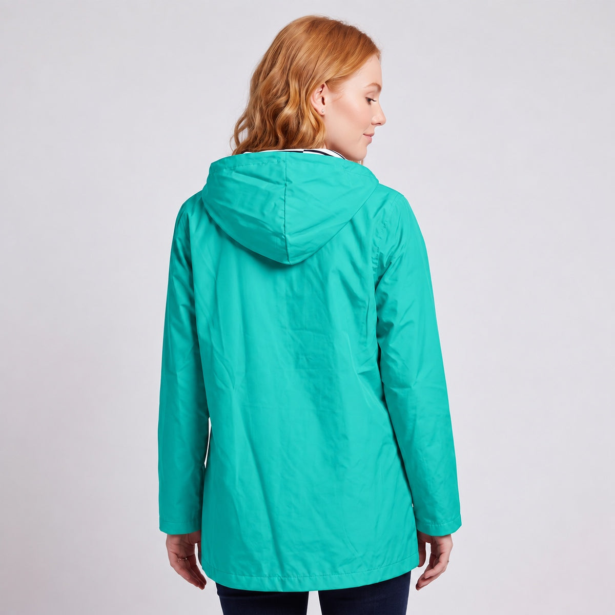Women's Full-Zip Waterproof Windproof Hooded Raincoat With Pockets