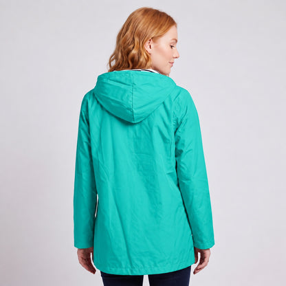 Women's Full-Zip Waterproof Windproof Hooded Raincoat With Pockets