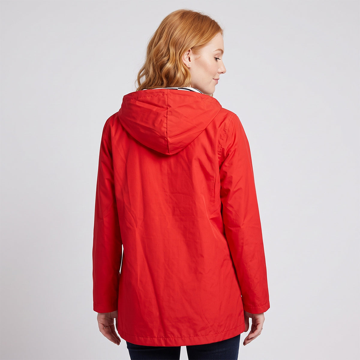 Women's Full-Zip Waterproof Windproof Hooded Raincoat With Pockets