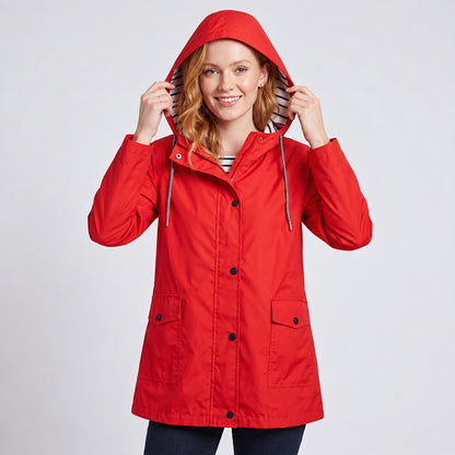 Women's Full-Zip Waterproof Windproof Hooded Raincoat With Pockets