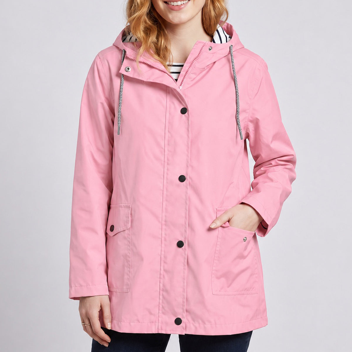Women's Full-Zip Waterproof Windproof Hooded Raincoat With Pockets