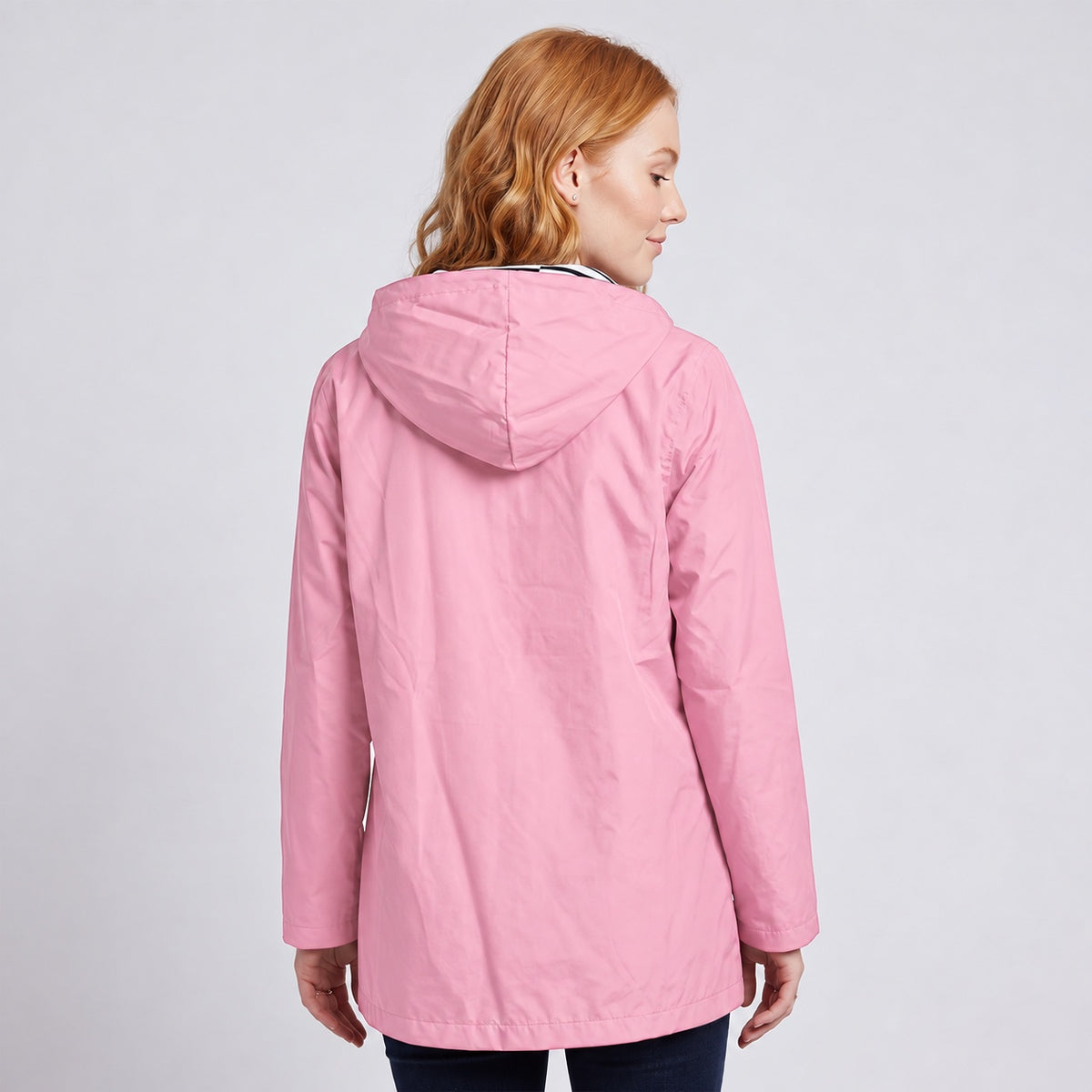 Women's Full-Zip Waterproof Windproof Hooded Raincoat With Pockets