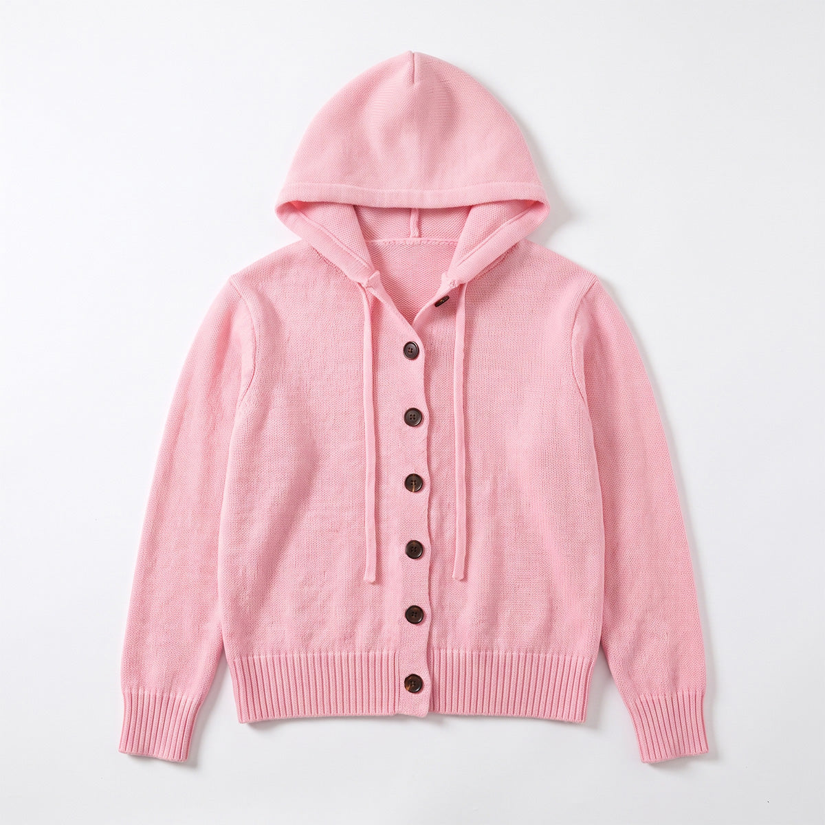 Women's Hooded Knitted Cardigan Button Front Casual Autumn Jumper