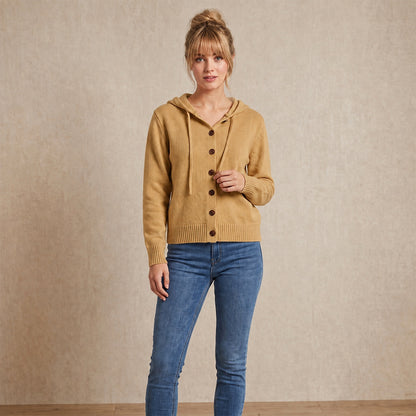 Women's Hooded Knitted Cardigan Button Front Casual Autumn Jumper