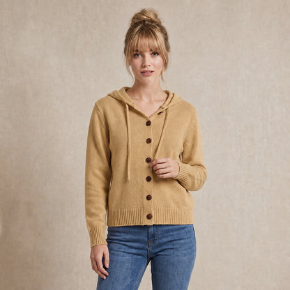 Women's Hooded Knitted Cardigan Button Front Casual Autumn Jumper